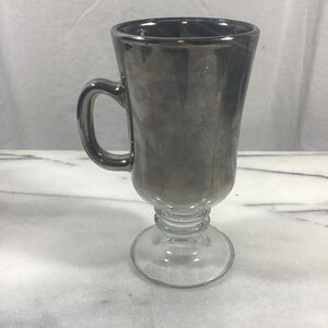 Vintage Walt Disney World EPCOT Center Silver Luster Footed Glass Mug 1980s